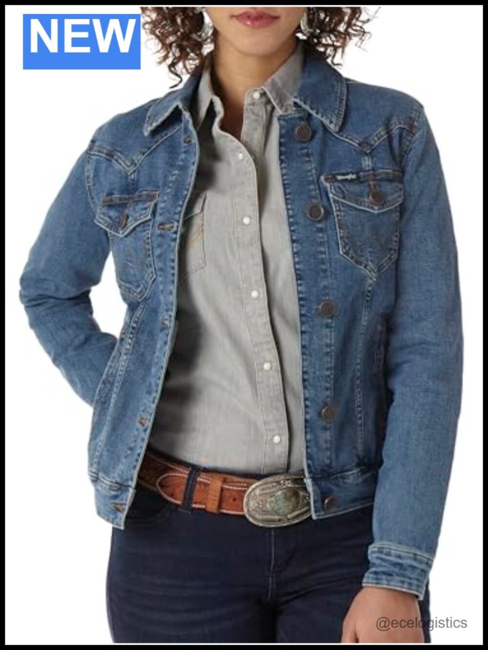 Wrangler Women's Western Denim Jacket Long Sleeve Buttons